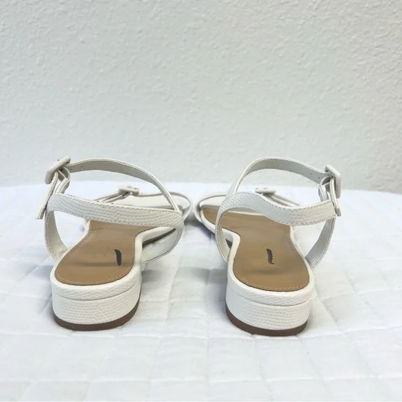 J. Crew Factory Textured Ankle Strap Block Sandals in Ivory White Size 6 spring - Picture 6 of 11